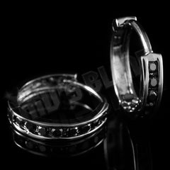 18k Black Gold Iced Huggie Hoop Earrings