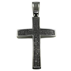 18k Black Gold Jesus Cross 1 With Rope Chain