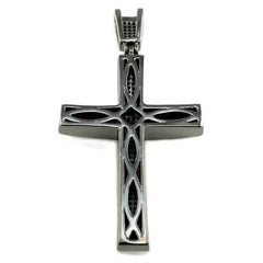 18k Black Gold Jesus Cross 1 With Rope Chain