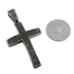 18k Black Gold Jesus Cross 1 With Rope Chain