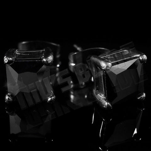 18k Black Gold Stainless Steel Square Stud Earrings