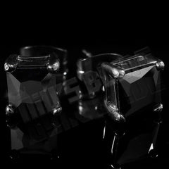 18k Black Gold Stainless Steel Square Stud Earrings