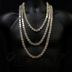 18k Gold 1 Row 12MM Iced Chain