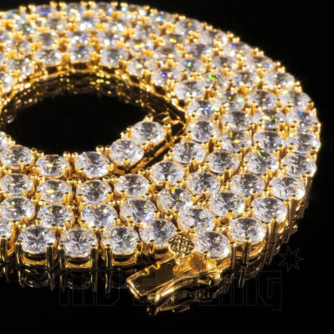 18k Gold 1 Row 5MM Iced Chain