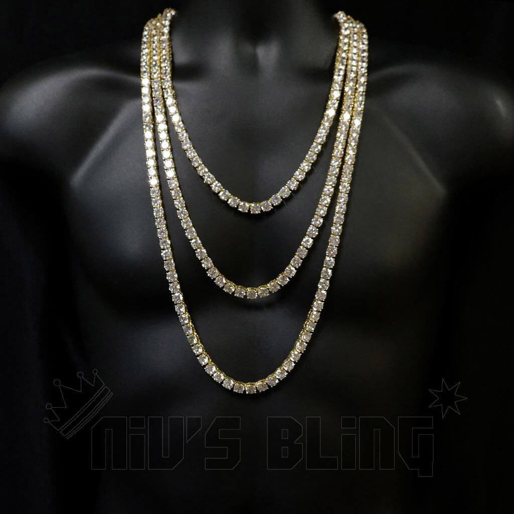 18k Gold 1 Row 8MM Iced Chain