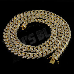18k Gold 2 Row Iced Cuban Chain Link Miami