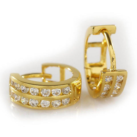 18k Gold Huggie Hoop Leverback Earring