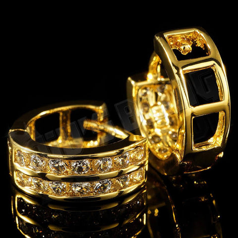 18k Gold Huggie Hoop Leverback Earring