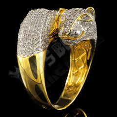 18k Gold Iced Dual Panther Jaguar Ring