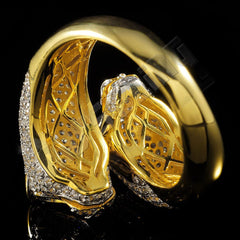 18k Gold Iced Dual Panther Jaguar Ring