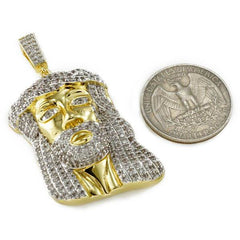 18k Gold Iced Mini Jesus Piece 8 With Rope Chain