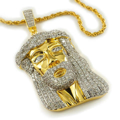 18k Gold Iced Mini Jesus Piece 8 With Rope Chain