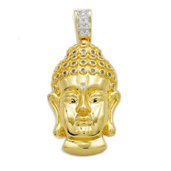 18k Gold Iced Buddha Pendant With Box Chain