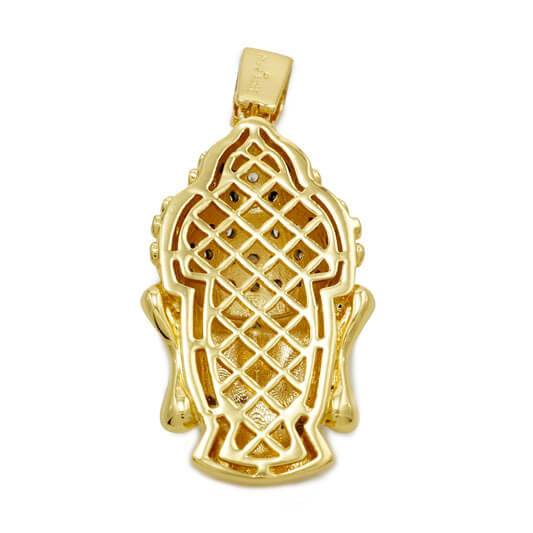 18k Gold Iced Buddha Pendant With Box Chain