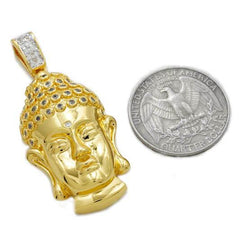 18k Gold Iced Buddha Pendant With Box Chain