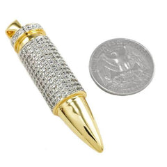 18k Gold Iced Bullet with Rope Chain