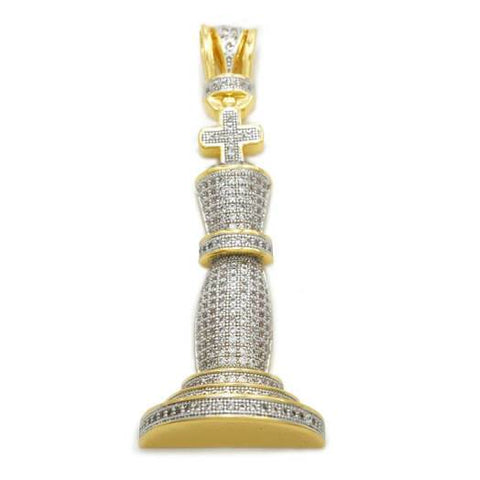 18k Gold Iced Chess Pendant with Rope Chain