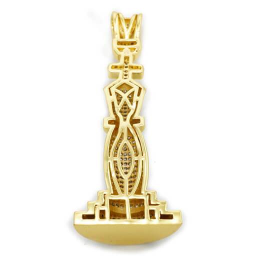 18k Gold Iced Chess Pendant with Rope Chain