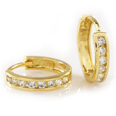 18k Gold Iced Huggie Hoop Earrings