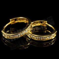 18k Gold Iced Huggie Hoop Earrings