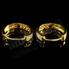 18k Gold Iced Huggie Hoop Earrings