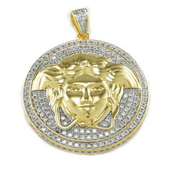 18k Gold Iced Medusa Pendant with Box Chain