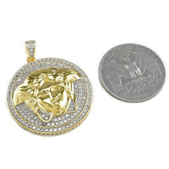 18k Gold Iced Medusa Pendant with Box Chain