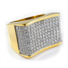 18k Gold Iced Stainless Steel Concave Ring