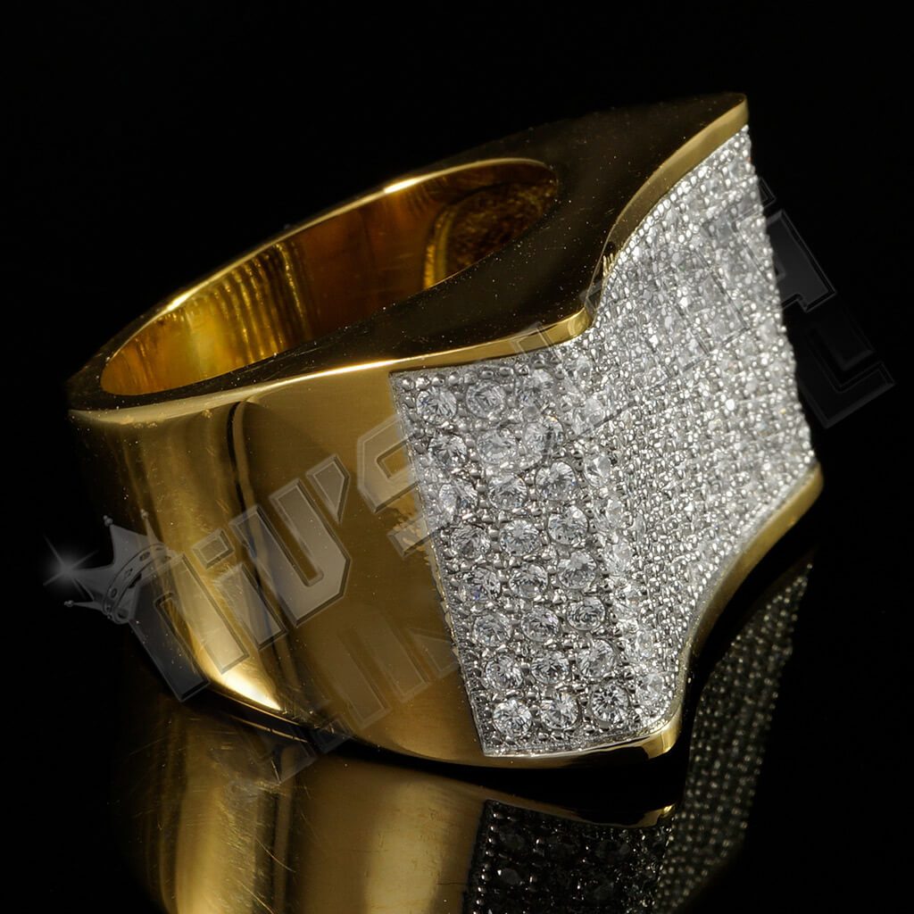 18k Gold Iced Stainless Steel Concave Ring