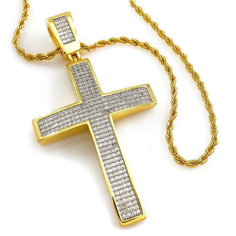 18k Gold Jesus Cross 1 With Rope Chain