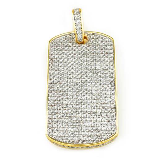 18k Gold Plated Iced Dog tag with Box Chain