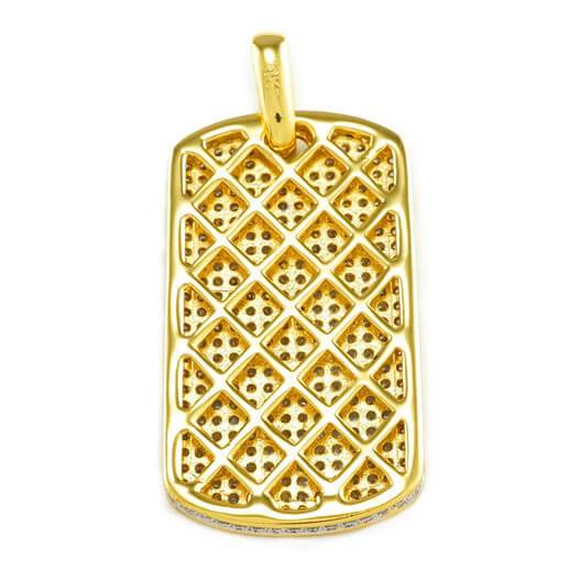 18k Gold Plated Iced Dog tag with Box Chain