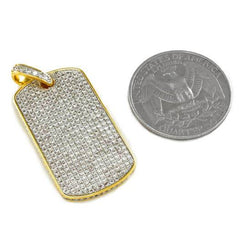 18k Gold Plated Iced Dog tag with Box Chain