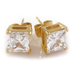 18k Gold Stainless Steel Square Stud Earrings