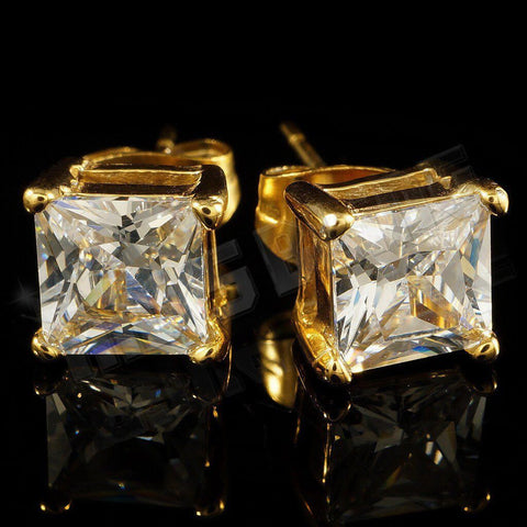 18k Gold Stainless Steel Square Stud Earrings