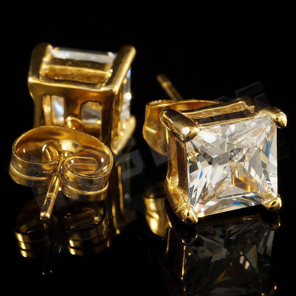 18k Gold Stainless Steel Square Stud Earrings