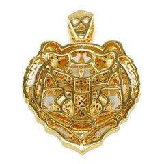 18k Gold Tiger Lion Pendant with Rope Chain