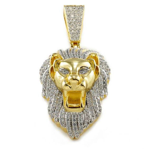 18k Gold Tiger Lion Roar Pendant with Rope Chain