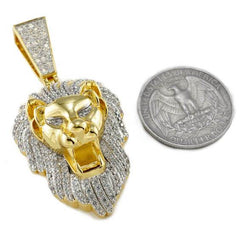 18k Gold Tiger Lion Roar Pendant with Rope Chain
