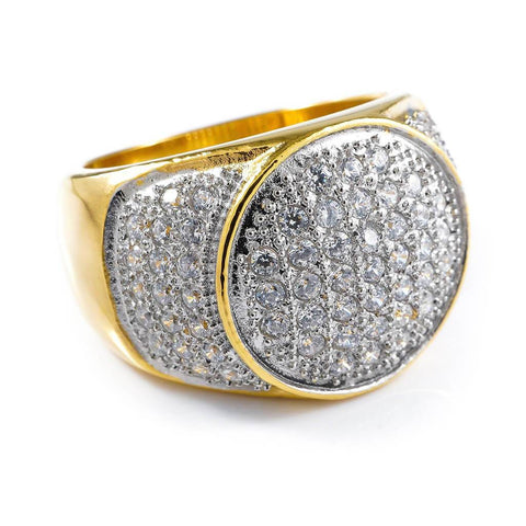 18k IP Gold Iced Stainless Steel Presidential Ring