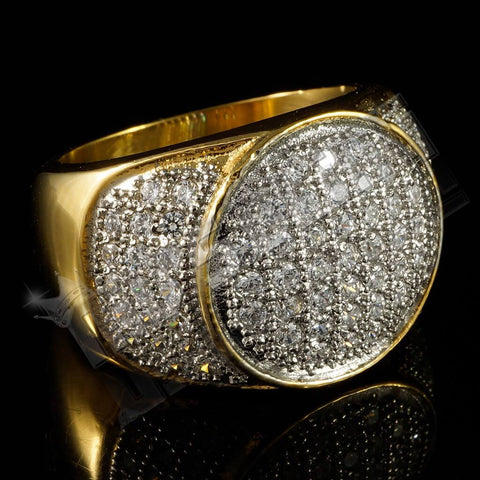 18k IP Gold Iced Stainless Steel Presidential Ring