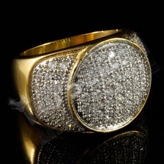 18k IP Gold Iced Stainless Steel Presidential Ring