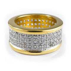 18k IP Gold Iced Stainless Steel Round Ring