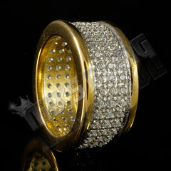 18k IP Gold Iced Stainless Steel Round Ring