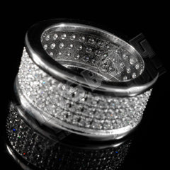 18k IP White Gold Iced Stainless Steel Round Ring
