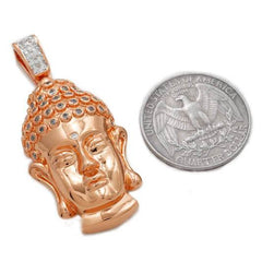 18k Rose Gold Iced Buddha Pendant With Box Chain