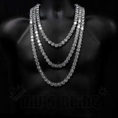 18k White Gold 1 Row 12MM Iced Chain