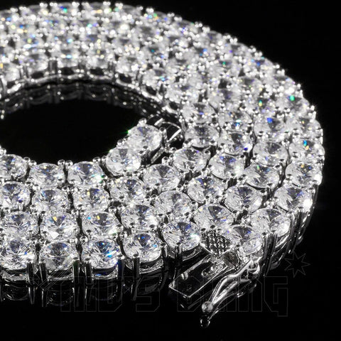 18k White Gold 1 Row 5MM Iced Chain