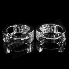 18k White Gold Huggie Hoop Leverback Earring