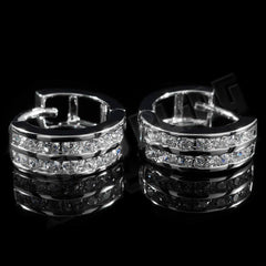 18k White Gold Huggie Hoop Leverback Earring